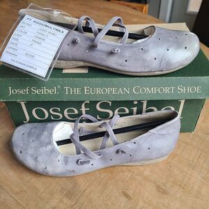 Josef Seibel Fiona 11 Womens 37 Grey Leather Ballet Flat SAMPLE RARE NEW‎ GREY